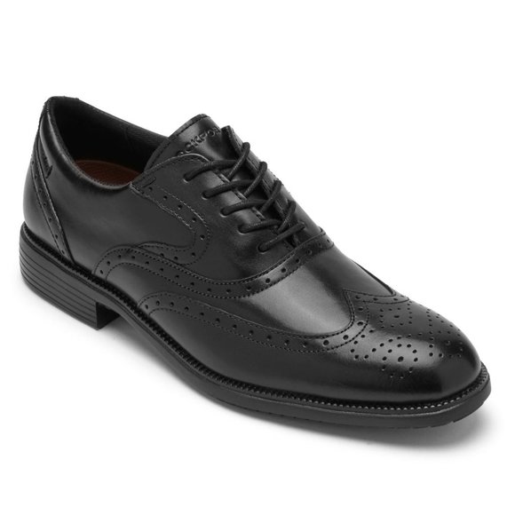 Mens Rockport Leather Wingtip Black 